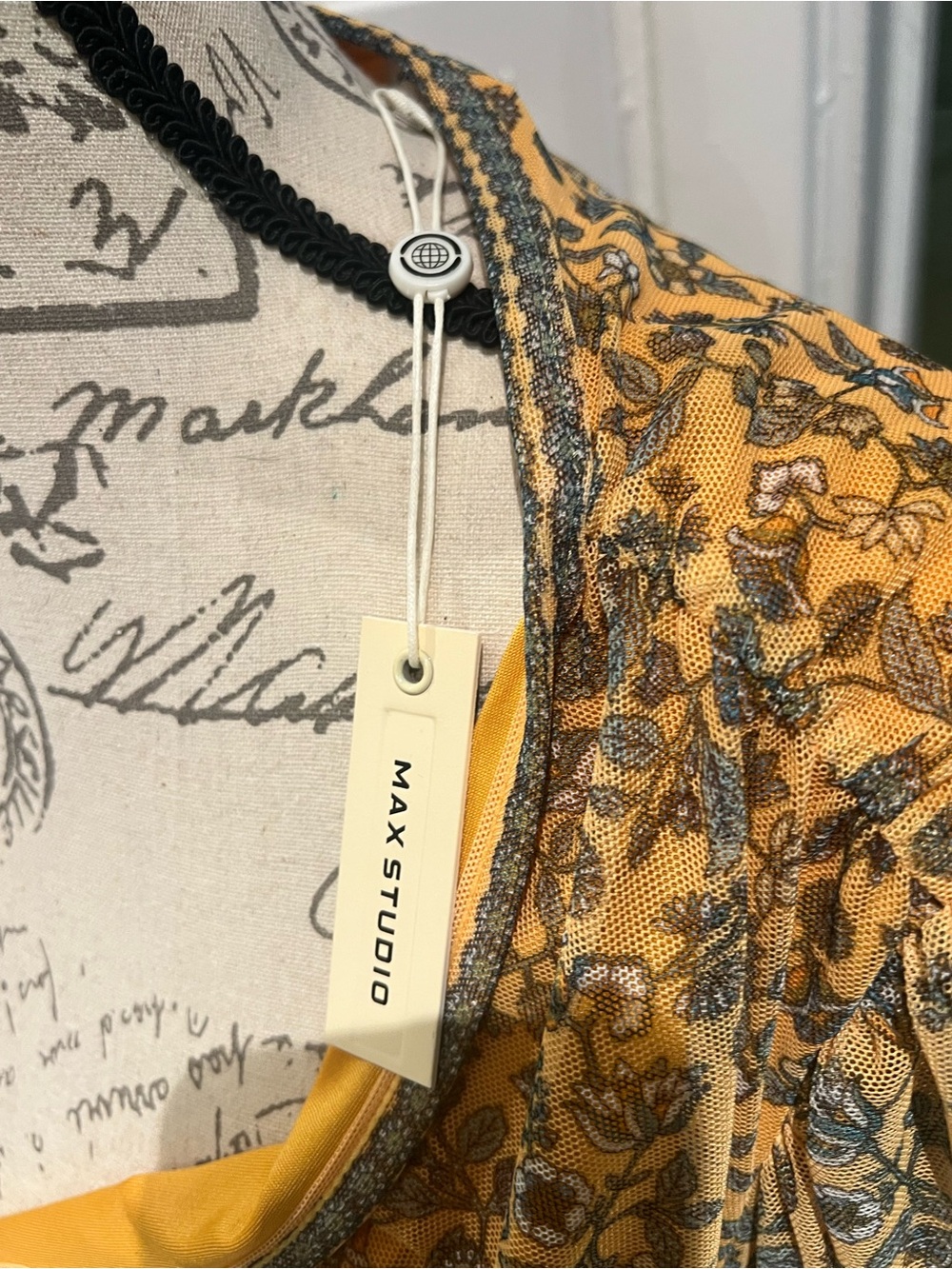 Max Studio Mustard Floral Midi Dress - Picture 6 of 8
